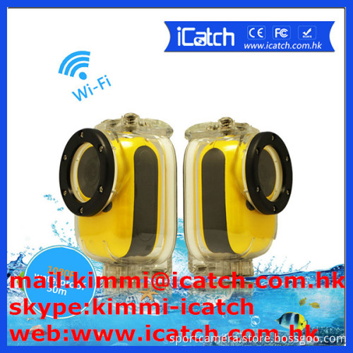 Hot selling waterproof wireless control mini action camera with Monochrome LCD Display